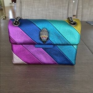 Kurt Geiger Pink and Blue Shoulder Bag with Chain Strap